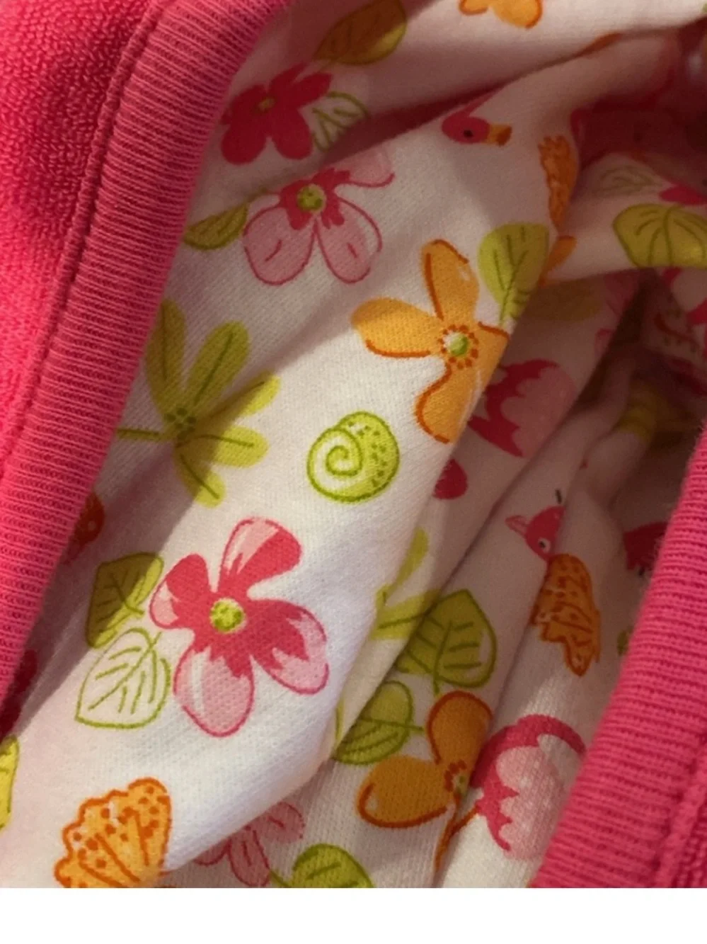 🦩Kissy Kissy Fuschia  Hooded Terry  Robe w/ Flamingo Applique🦩Size 0-3 M